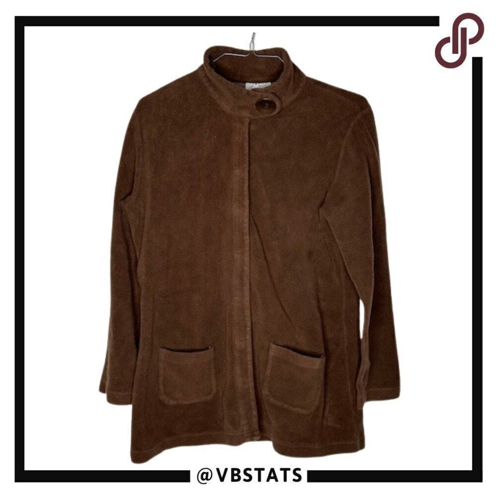 Soft Surroundings Chocolate Brown‎ Double Pocket Snap Button Jacket Size Large